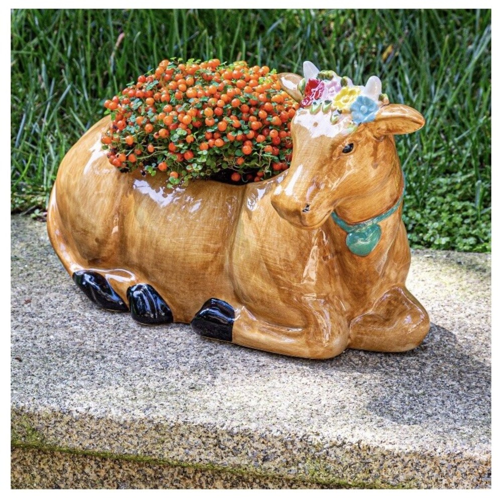 The‎ Pioneer Woman Brown Cow Planter Stoneware NEW